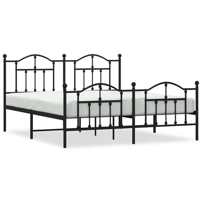 Metal Bed Frame without Mattress with Footboard Black 160x200cm