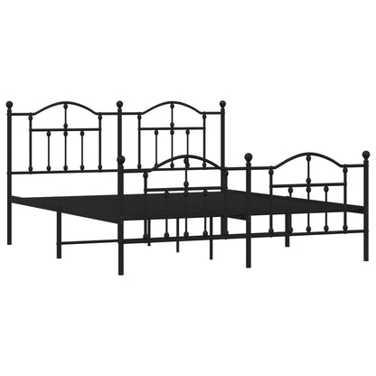 Metal Bed Frame without Mattress with Footboard Black 160x200cm