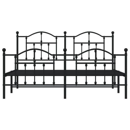 Metal Bed Frame without Mattress with Footboard Black 160x200cm