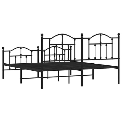 Metal Bed Frame without Mattress with Footboard Black 160x200cm