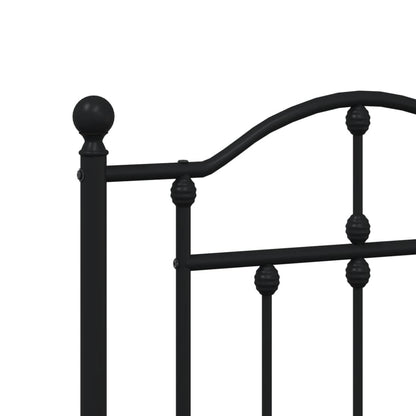 Metal Bed Frame without Mattress with Footboard Black 160x200cm