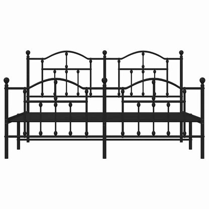 Metal Bed Frame without Mattress with Footboard Black 183x213cm