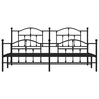 Metal Bed Frame without Mattress with Footboard Black 193x203cm