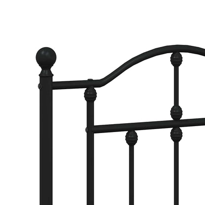 Metal Bed Frame without Mattress with Footboard Black 193x203cm