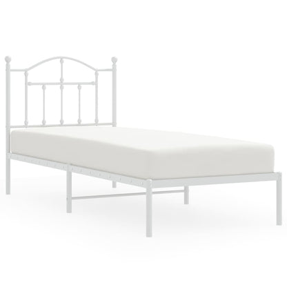 Metal Bed Frame without Mattress with Headboard White 80x200cm