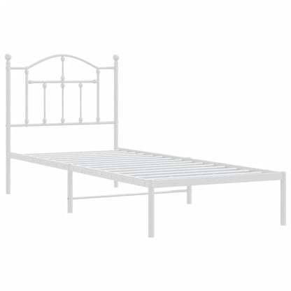 Metal Bed Frame without Mattress with Headboard White 80x200cm