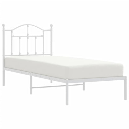 Metal Bed Frame without Mattress with Headboard White 80x200cm