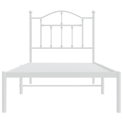 Metal Bed Frame without Mattress with Headboard White 80x200cm