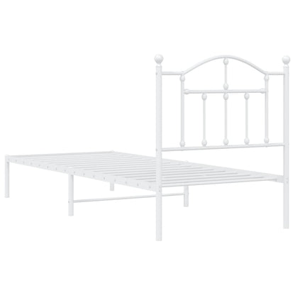 Metal Bed Frame without Mattress with Headboard White 80x200cm