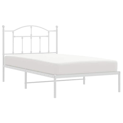 Metal Bed Frame without Mattress with Headboard White 100x190cm