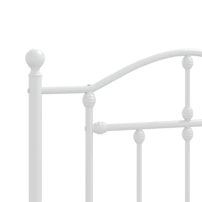 Metal Bed Frame without Mattress with Headboard White 100x190cm