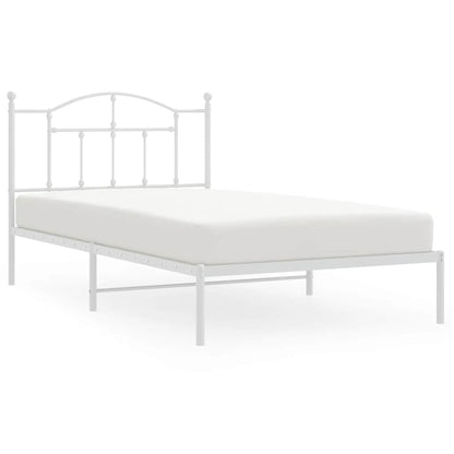 Metal Bed Frame without Mattress with Headboard White 100x200cm