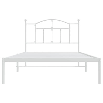 Metal Bed Frame without Mattress with Headboard White 100x200cm