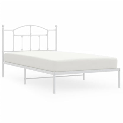 Metal Bed Frame without Mattress with Headboard White 107x203cm