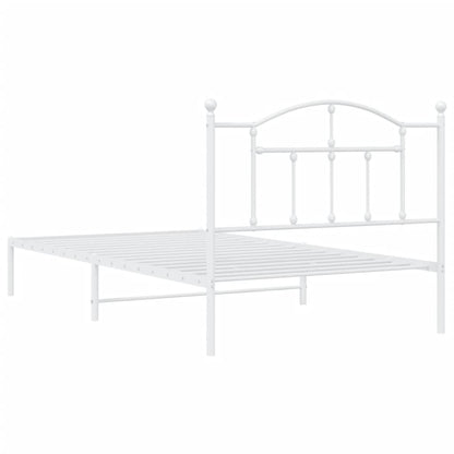 Metal Bed Frame without Mattress with Headboard White 107x203cm