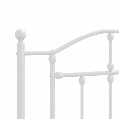 Metal Bed Frame without Mattress with Headboard White 107x203cm