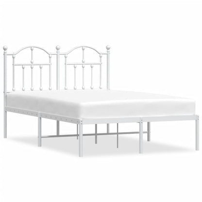 Metal Bed Frame without Mattress with Headboard White 120x200cm