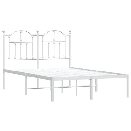Metal Bed Frame without Mattress with Headboard White 120x200cm