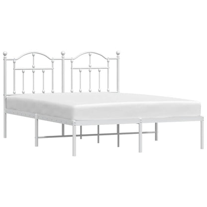 Metal Bed Frame without Mattress with Headboard White 135x190cm