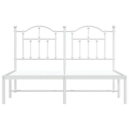 Metal Bed Frame without Mattress with Headboard White 135x190cm