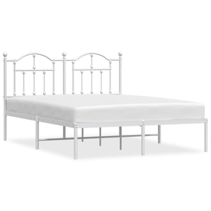 Metal Bed Frame without Mattress with Headboard White 140x190cm