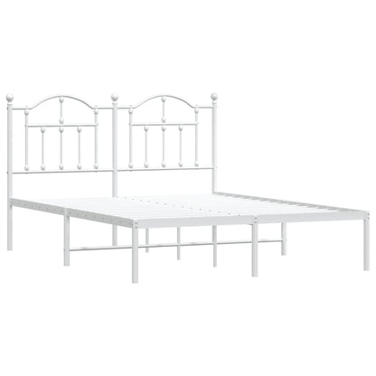 Metal Bed Frame without Mattress with Headboard White 140x190cm