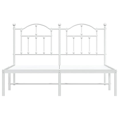 Metal Bed Frame without Mattress with Headboard White 140x190cm