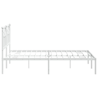 Metal Bed Frame without Mattress with Headboard White 140x190cm