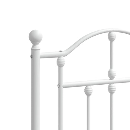 Metal Bed Frame without Mattress with Headboard White 140x190cm