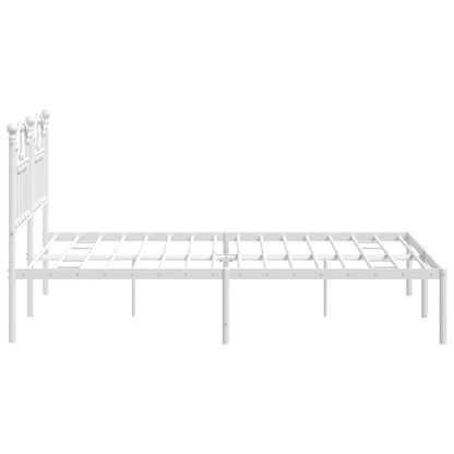 Metal Bed Frame without Mattress with Headboard White 150x200cm