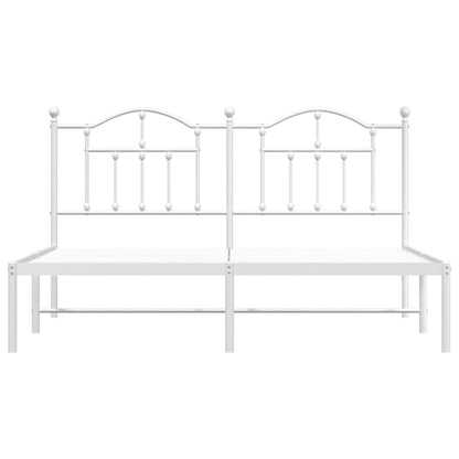 Metal Bed Frame without Mattress with Headboard White 160x200cm