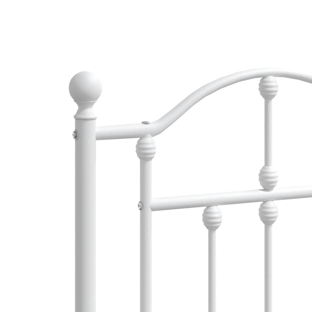 Metal Bed Frame without Mattress with Headboard White 160x200cm