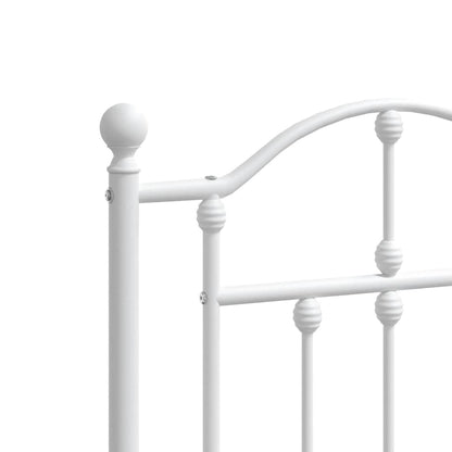 Metal Bed Frame without Mattress with Headboard White 160x200cm