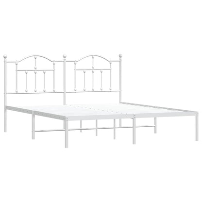 Metal Bed Frame without Mattress with Headboard White 183x213cm