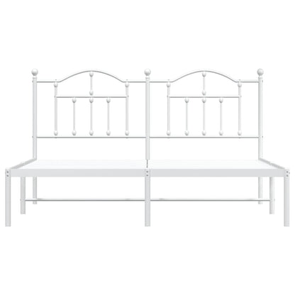 Metal Bed Frame without Mattress with Headboard White 183x213cm