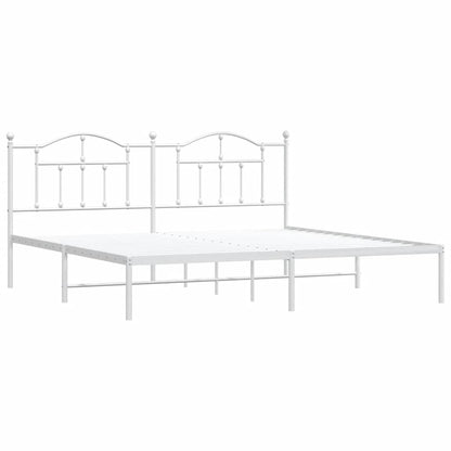 Metal Bed Frame without Mattress with Headboard White 193x203cm