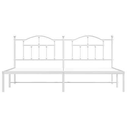 Metal Bed Frame without Mattress with Headboard White 193x203cm