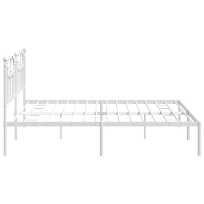 Metal Bed Frame without Mattress with Headboard White 193x203cm
