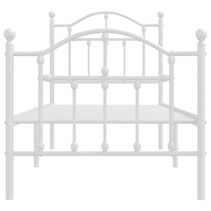 Metal Bed Frame without Mattress with Footboard White 75x190cm