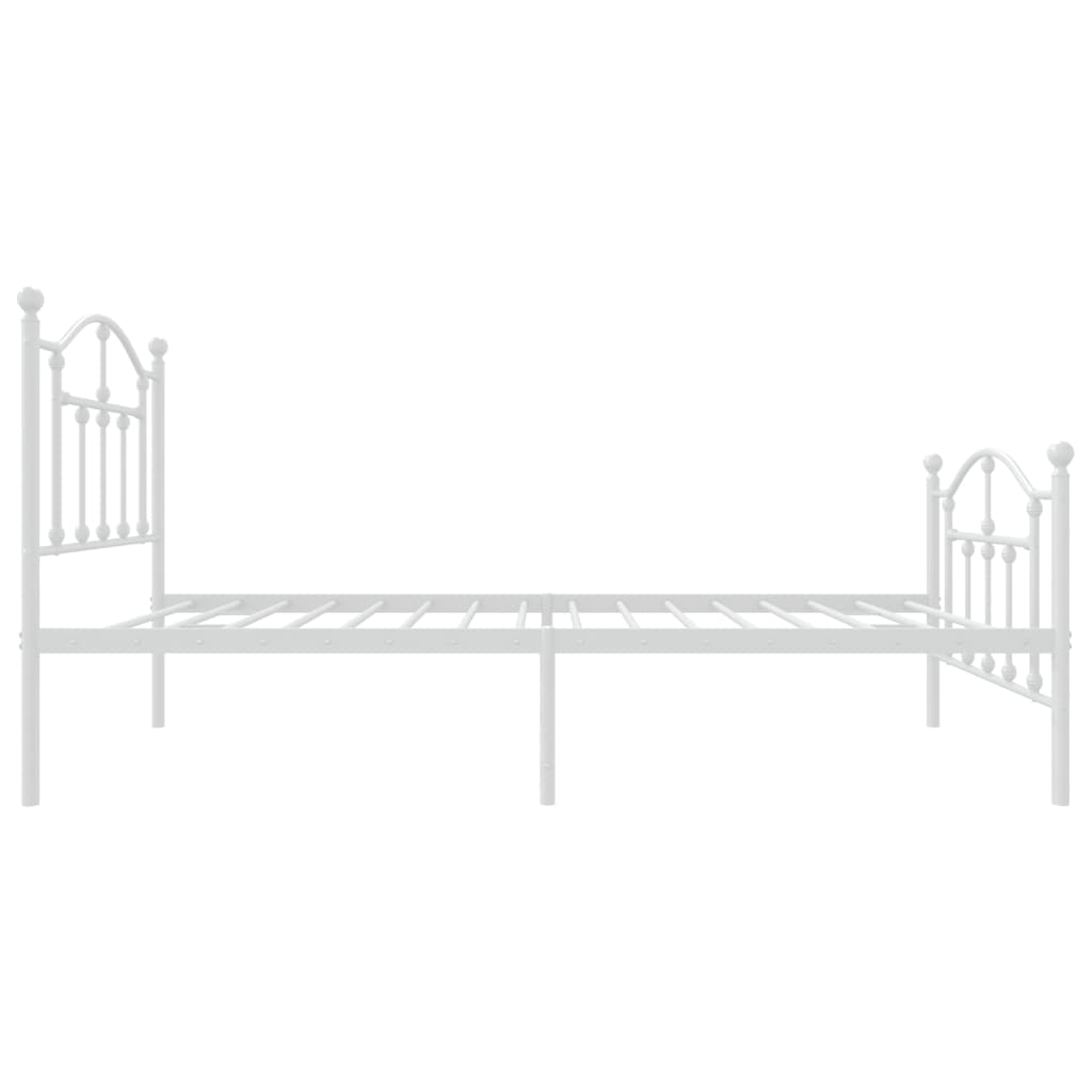 Metal Bed Frame without Mattress with Footboard White 75x190cm