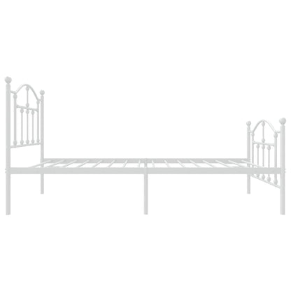 Metal Bed Frame without Mattress with Footboard White 75x190cm