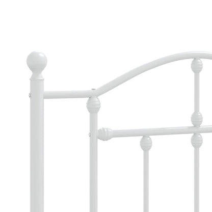 Metal Bed Frame without Mattress with Footboard White 75x190cm