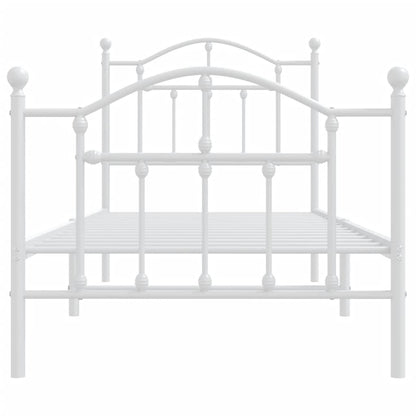 Metal Bed Frame without Mattress with Footboard White 90x190cm
