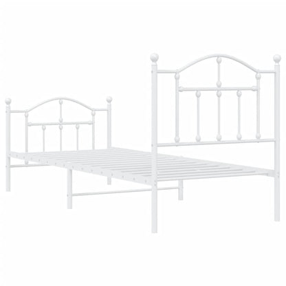 Metal Bed Frame without Mattress with Footboard White 90x190cm
