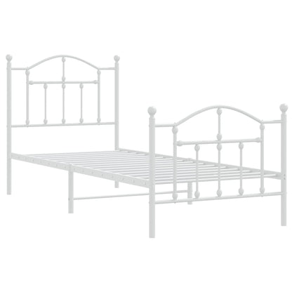 Metal Bed Frame without Mattress with Footboard White 90x200cm