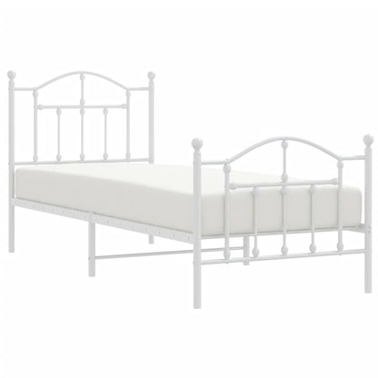 Metal Bed Frame without Mattress with Footboard White 90x200cm
