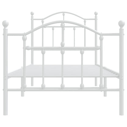 Metal Bed Frame without Mattress with Footboard White 90x200cm