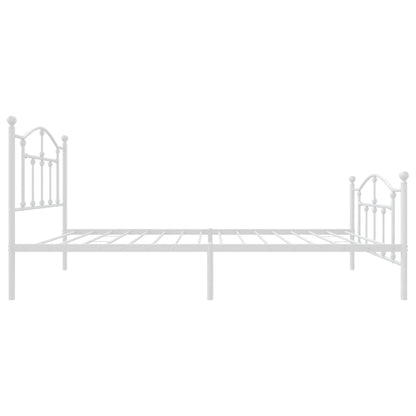 Metal Bed Frame without Mattress with Footboard White 90x200cm
