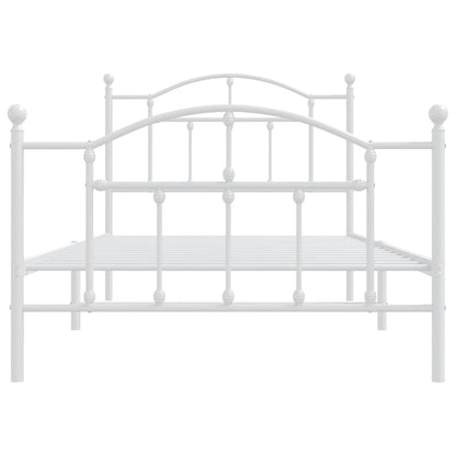 Metal Bed Frame without Mattress with Footboard White 100x190cm