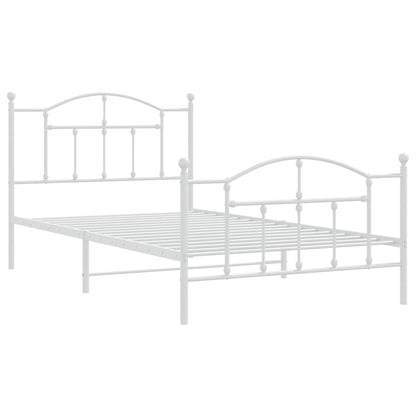Metal Bed Frame without Mattress with Footboard White 100x200cm